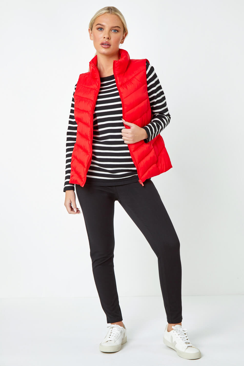 Red Petite Quilted Padded Gilet, Image 4 of 5