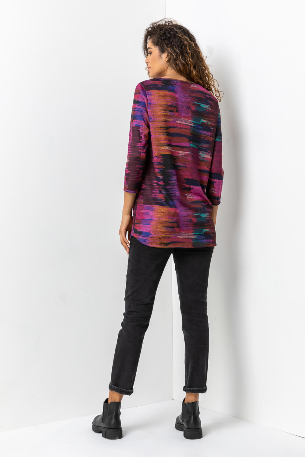Purple Abstract Print Pocket Top with Snood, Image 2 of 4