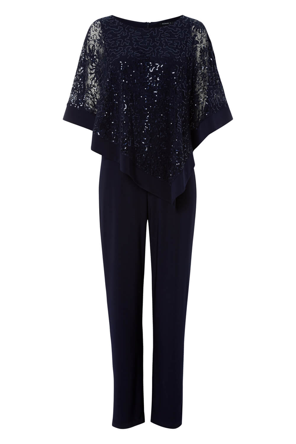 Navy  Sequin Overlay Jumpsuit, Image 4 of 4