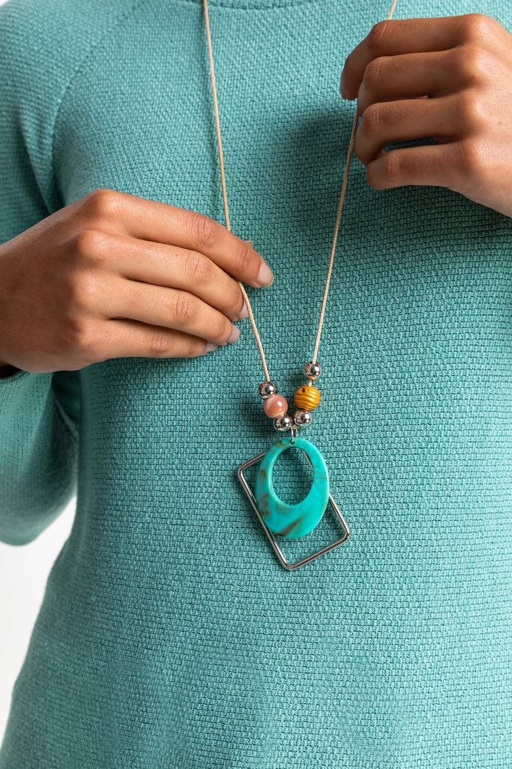 Mint Soft Jersey Sweatshirt with Necklace, Image 5 of 5