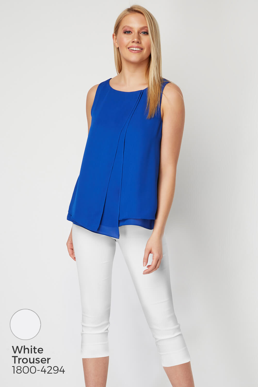 Royal Blue Double Layer Chiffon Top, Image 5 of 8