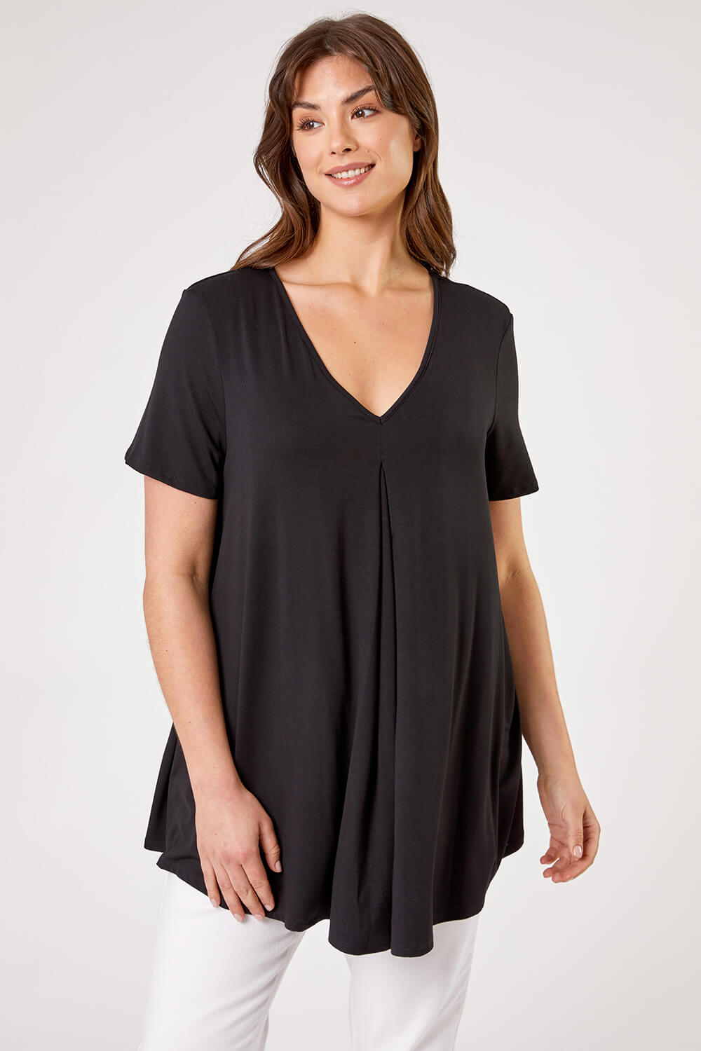 Curve Pleat Front Jersey Tunic Top