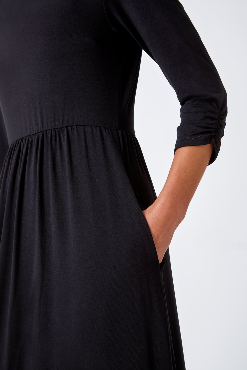 Black Petite Stretch Jersey Midi Dress, Image 5 of 5
