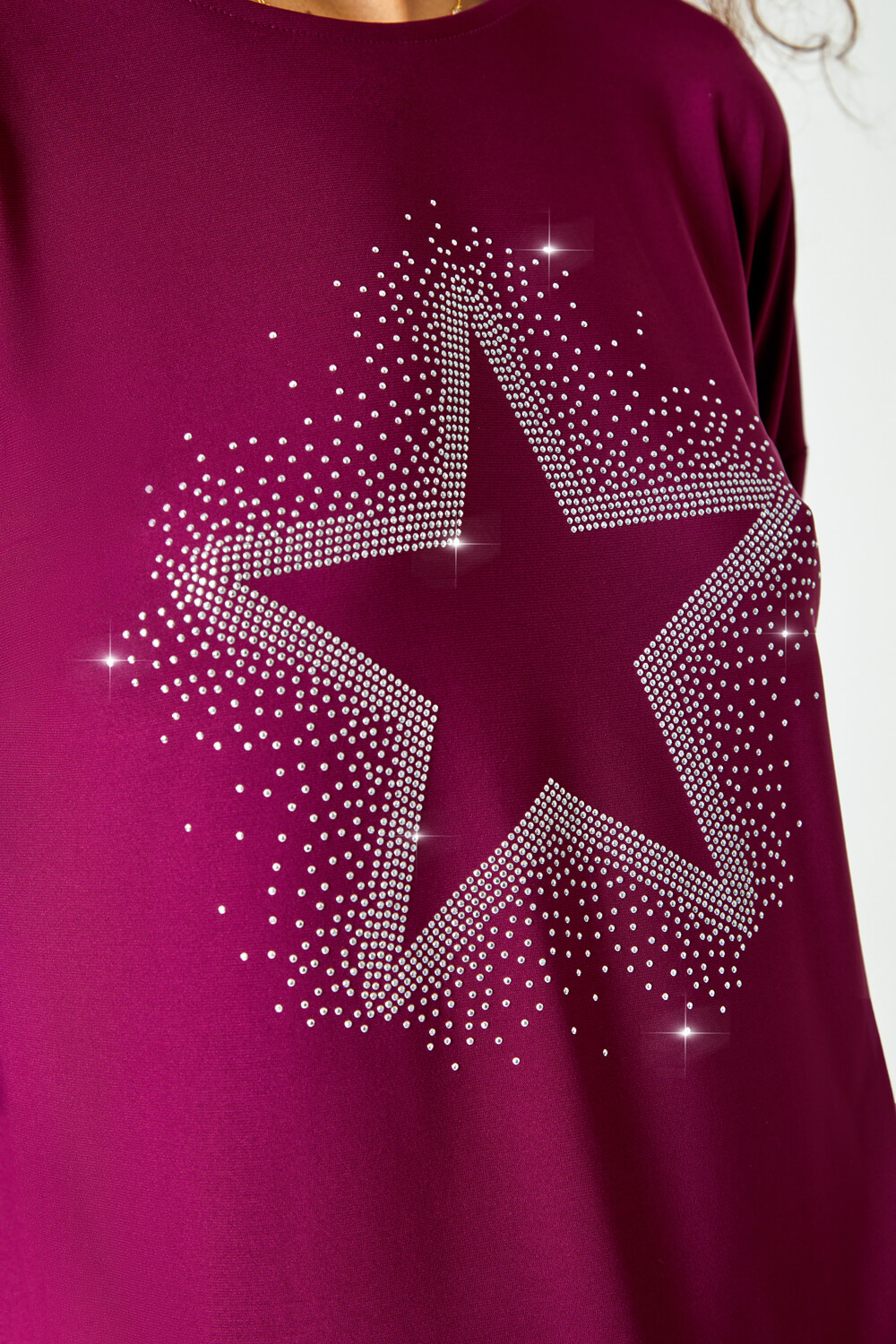 MAGENTA Embellished Star Print Stretch Top, Image 5 of 5