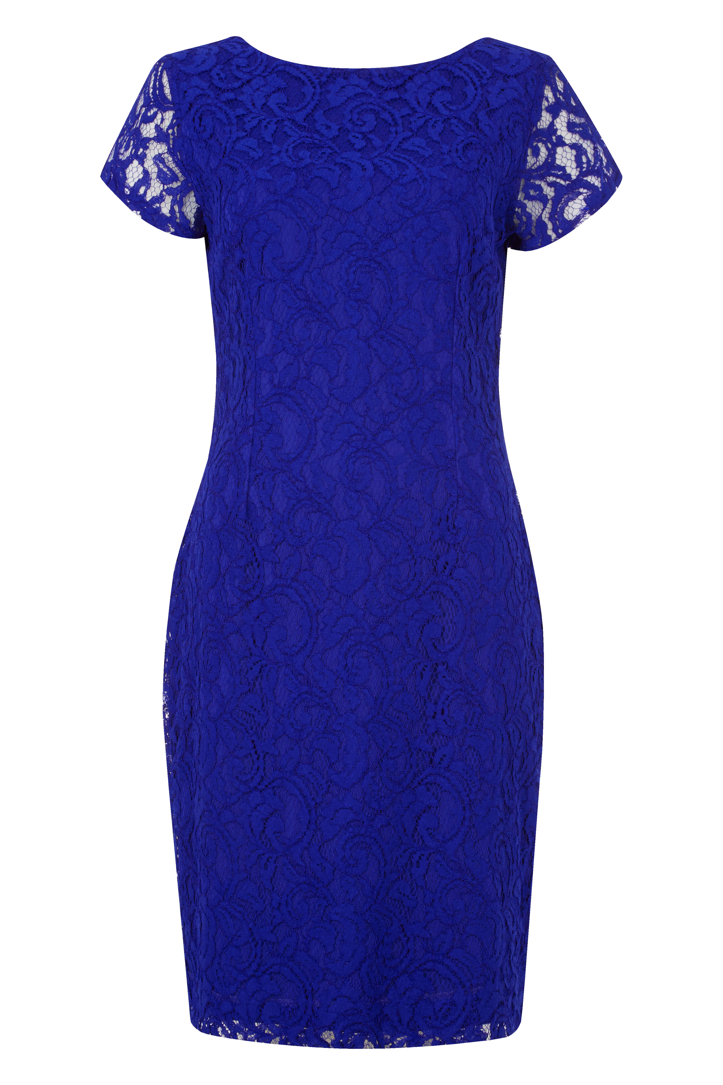 Royal Blue Online Exclusive Lace V Back Dress, Image 4 of 4