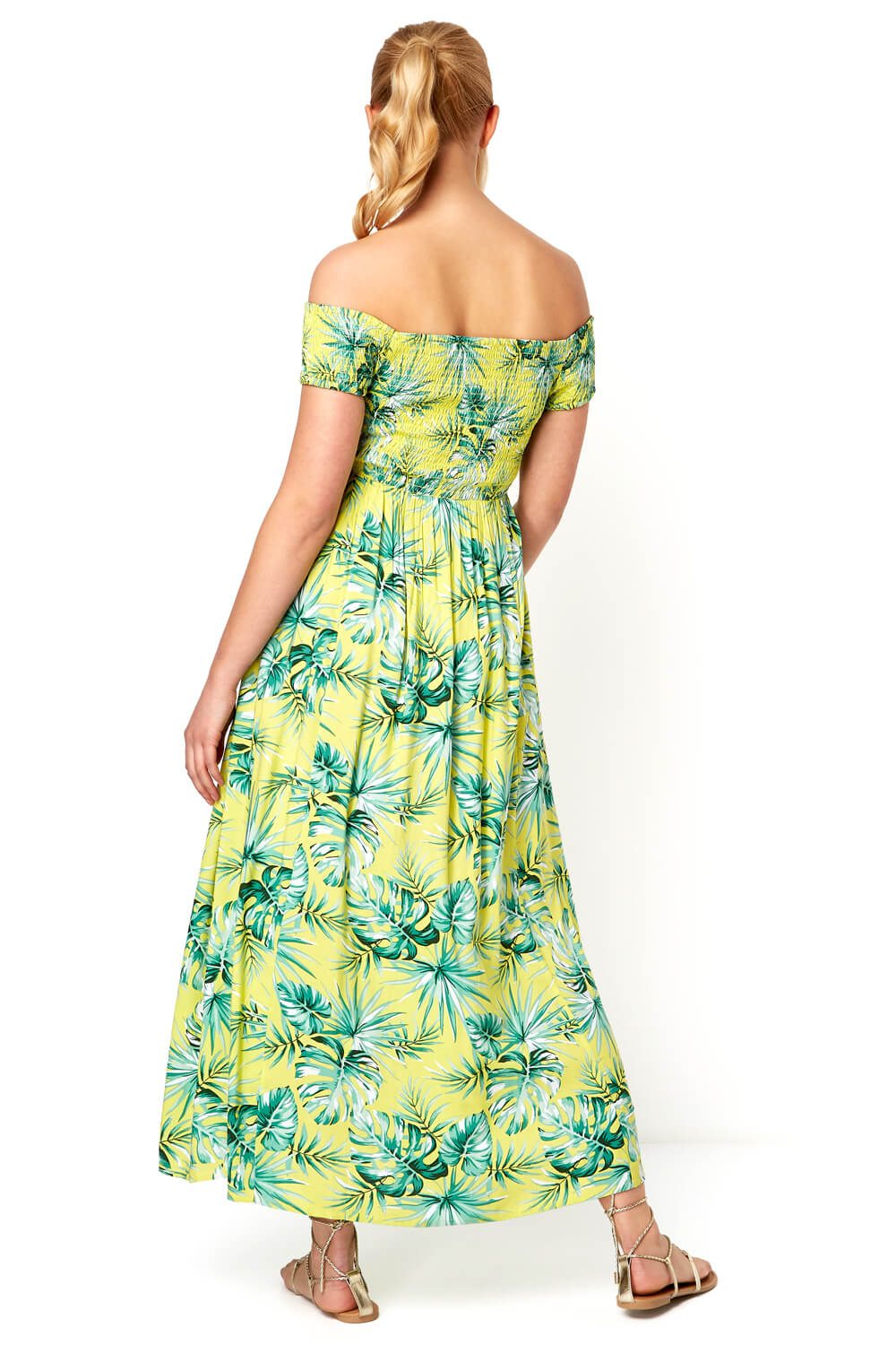 Lime Tropical Bardot Maxi Dress, Image 2 of 4