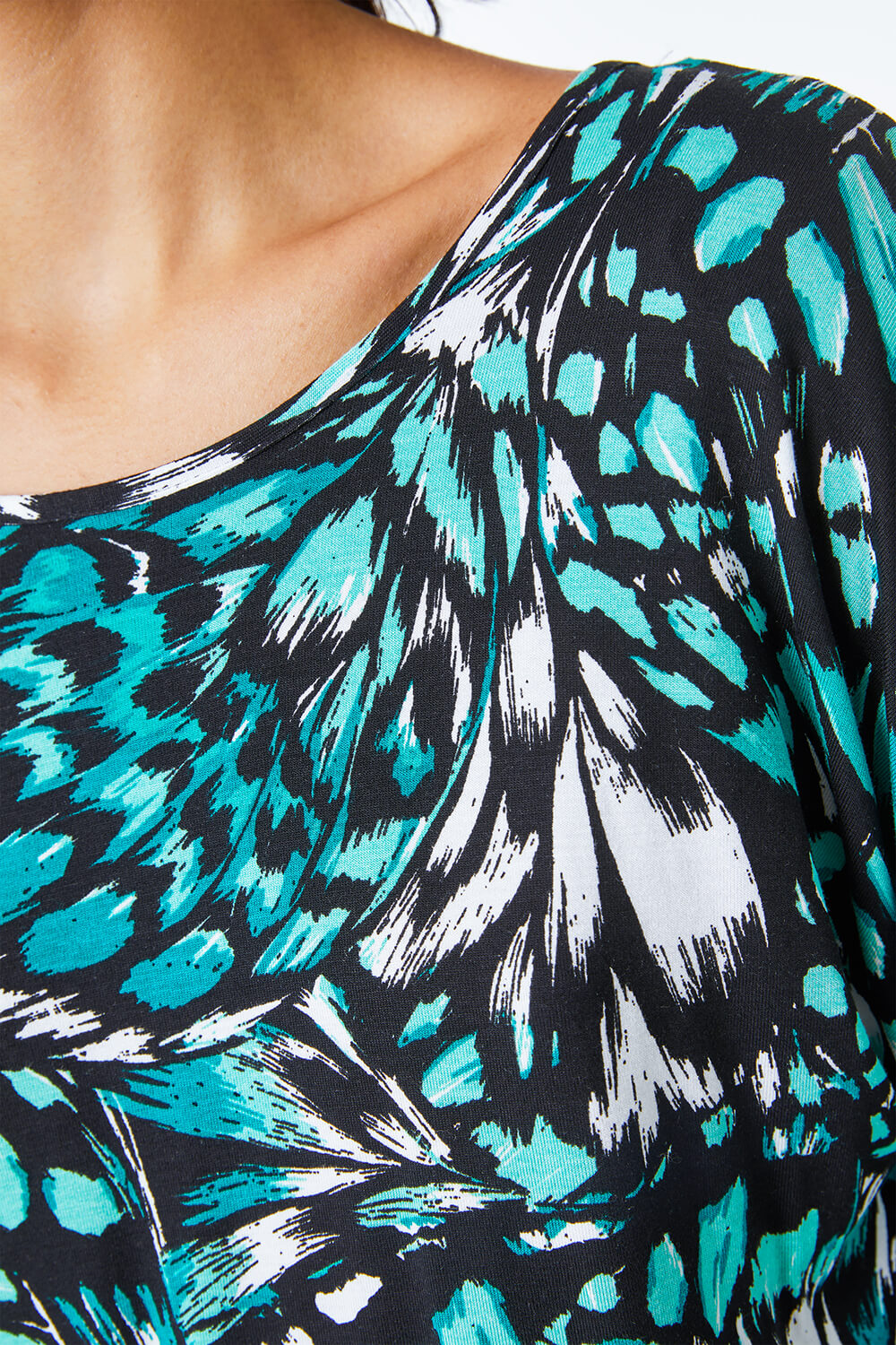 Green Abstract Print Cowl Back Top, Image 5 of 5