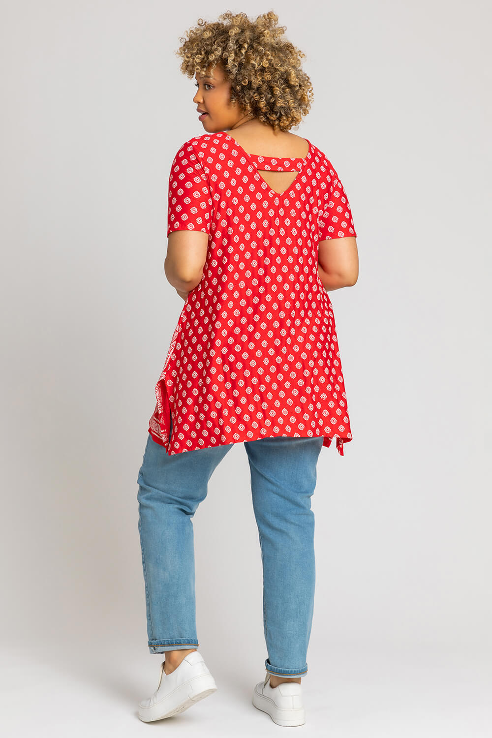 Red Curve Paisley Border Print Top, Image 2 of 4