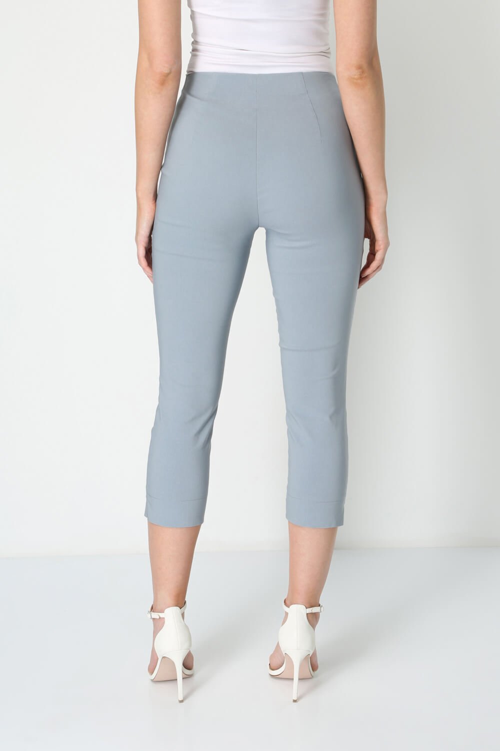 Grey Cropped Stretch Trouser, Image 2 of 5