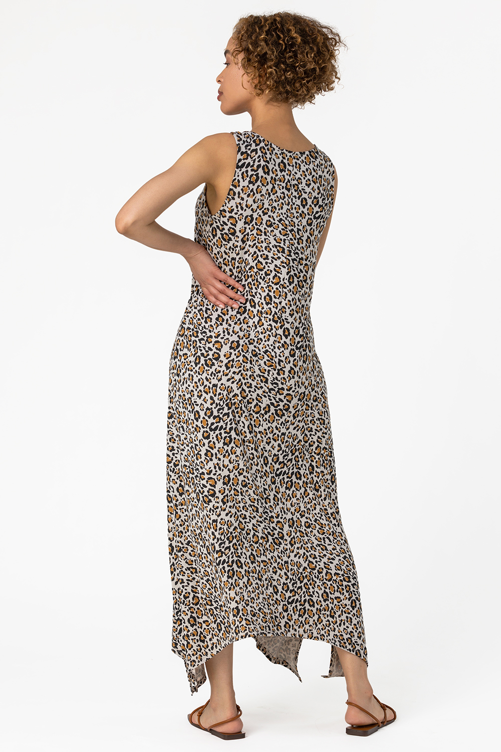 Stone Cheetah Print Hanky Hem Stretch Dress, Image 2 of 5