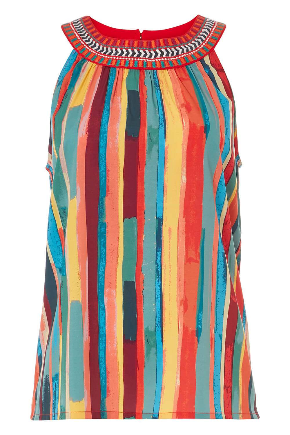 Multi  Stripe Print Embroidered Top, Image 4 of 4