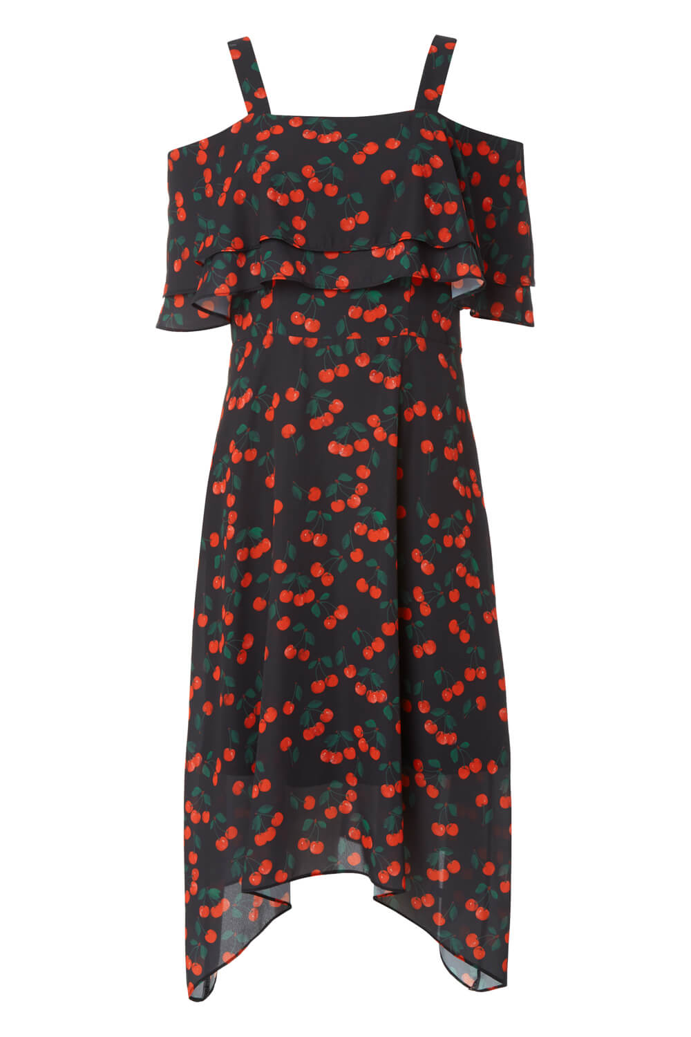 Red Cherry Print Hanky Hem Dress, Image 3 of 4