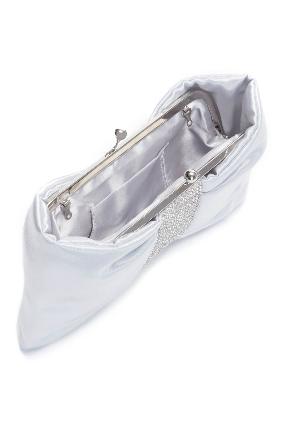 Diamante Embellished Bow Clutch Bag in Silver Roman Originals UK