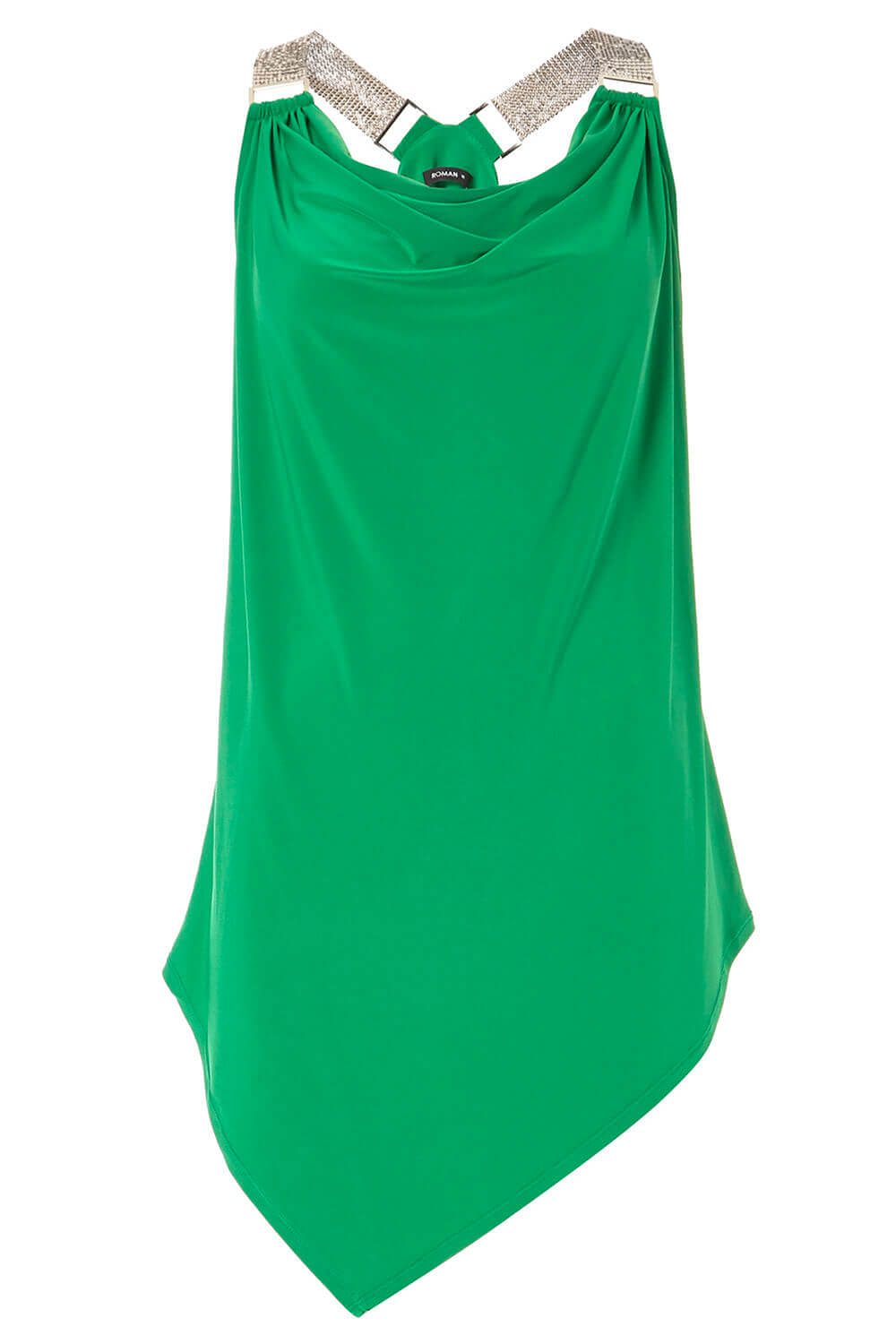 Green Chain Strap Cowl Neck Top, Image 5 of 5