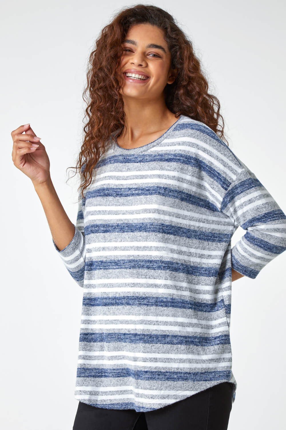 Stripe Print Stretch Jersey Top