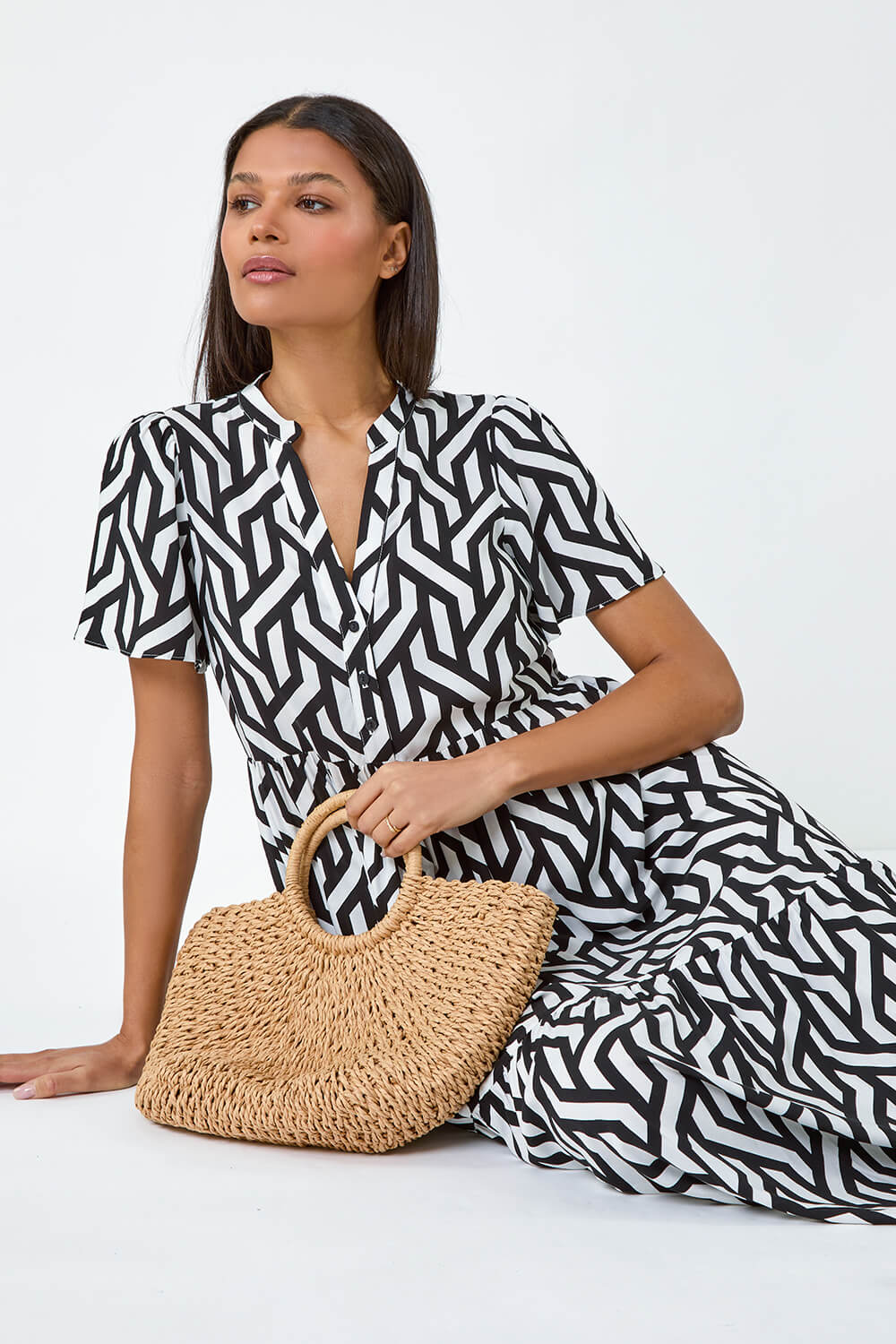 Geometric Printed Midi Dress