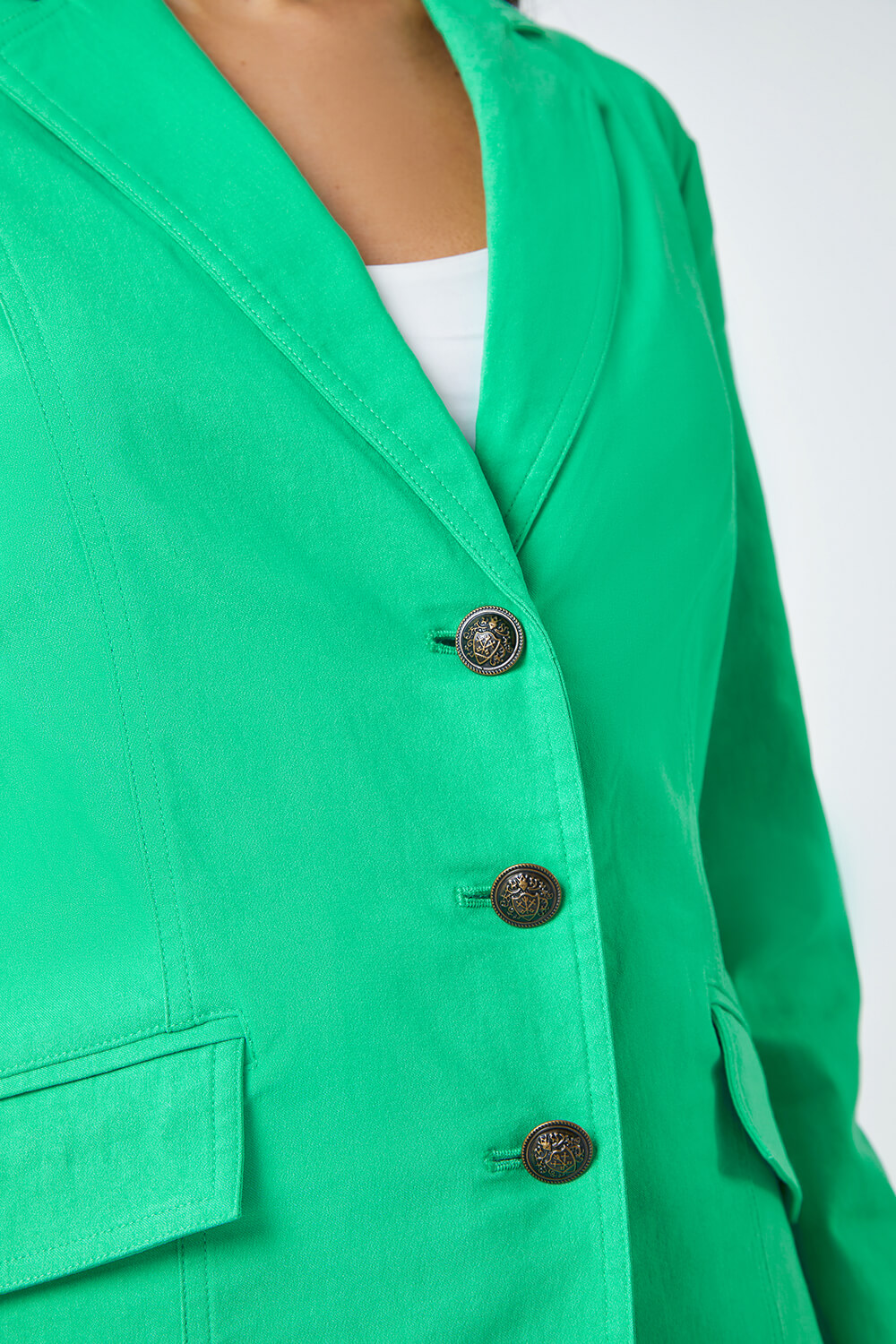 Pale Green Button Detail Stretch Blazer, Image 5 of 5
