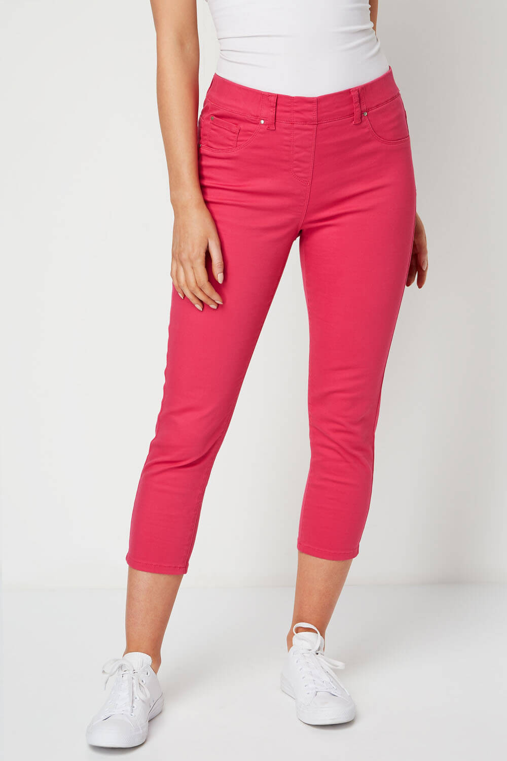 Cropped Stretch Denim Jegging in Cerise Roman Originals UK