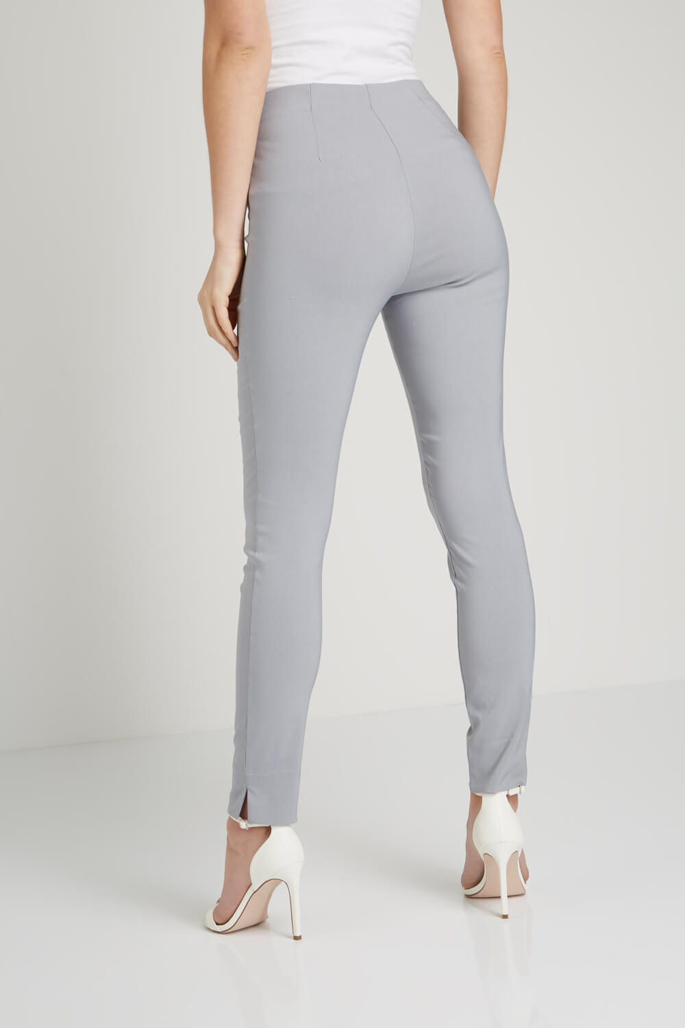 Light Grey Full Length Stretch Trouser, Image 3 of 5