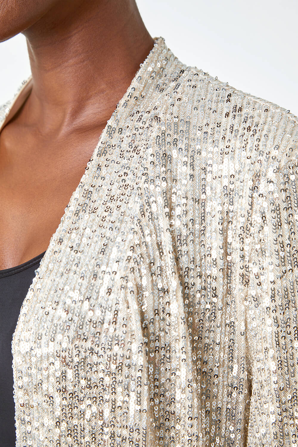 Silver Longline Sequin Stretch Jacket, Image 4 of 5