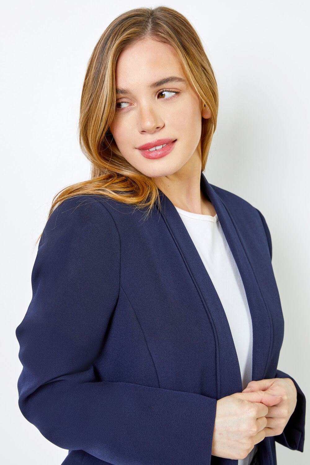 Navy  Petite Tailored Cropped Jacket, Image 4 of 4