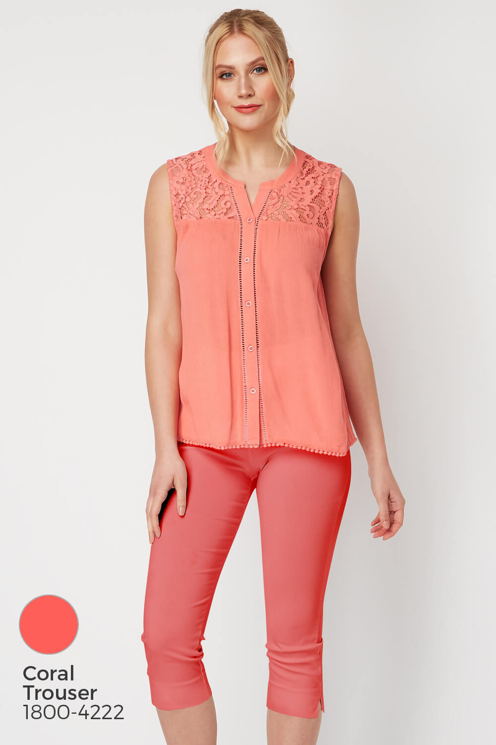 CORAL Lace Insert Button Up Blouse, Image 6 of 8