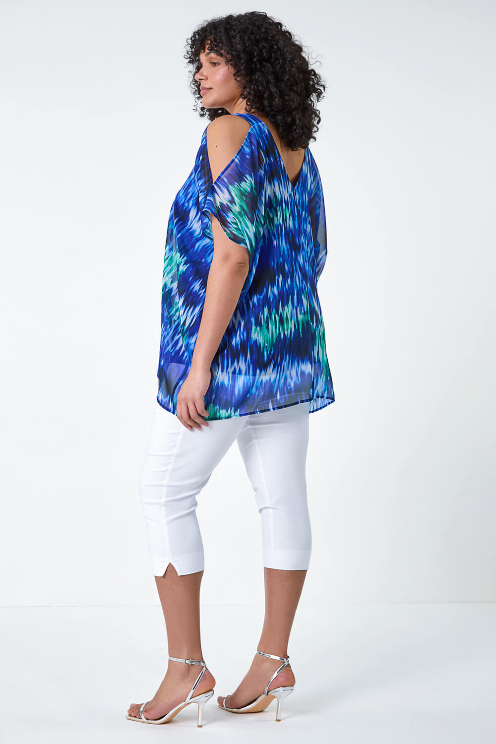 Blue Curve Abstract Print Overlay Top, Image 3 of 5