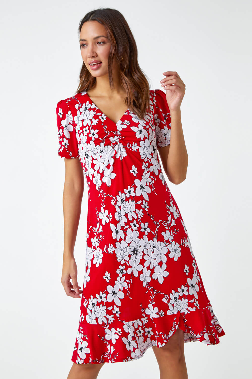 Frill Hem Floral Print Dress