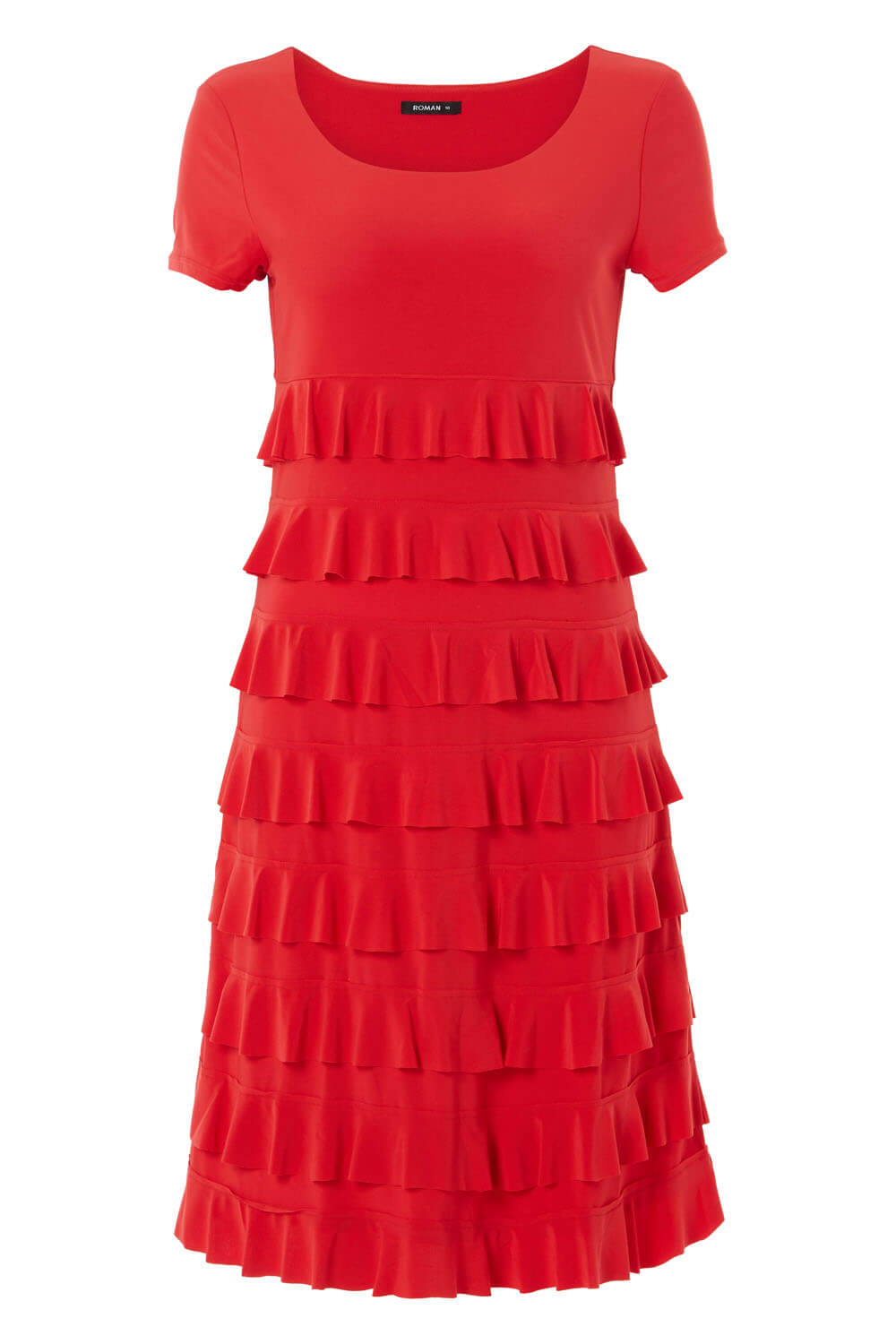 Red  Frill Tiered Dress, Image 5 of 5