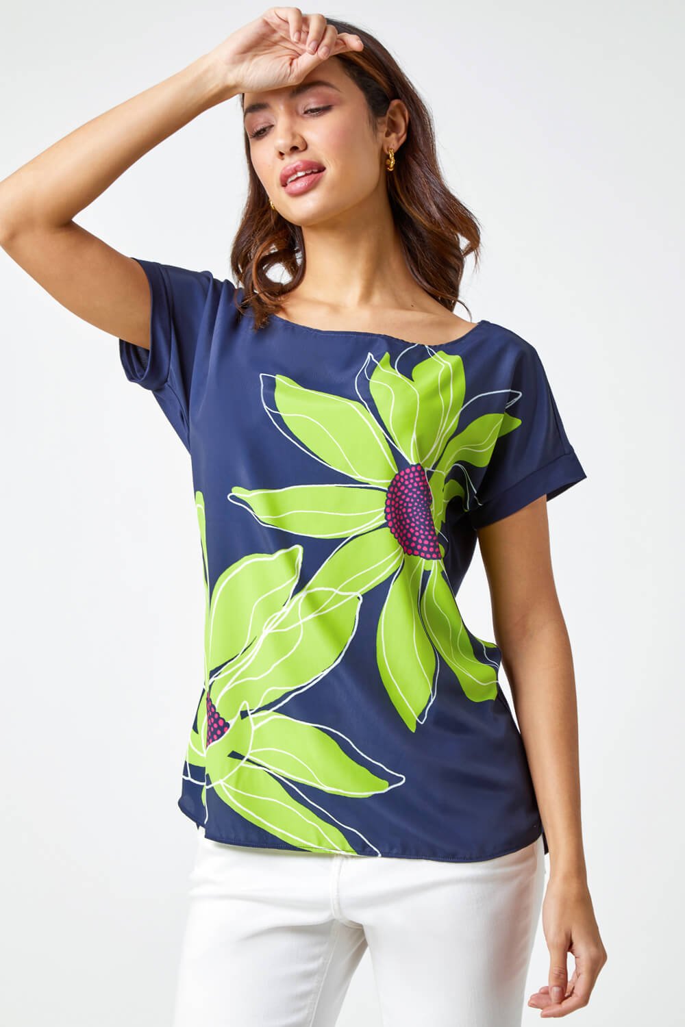 Contrast Floral Print T Shirt