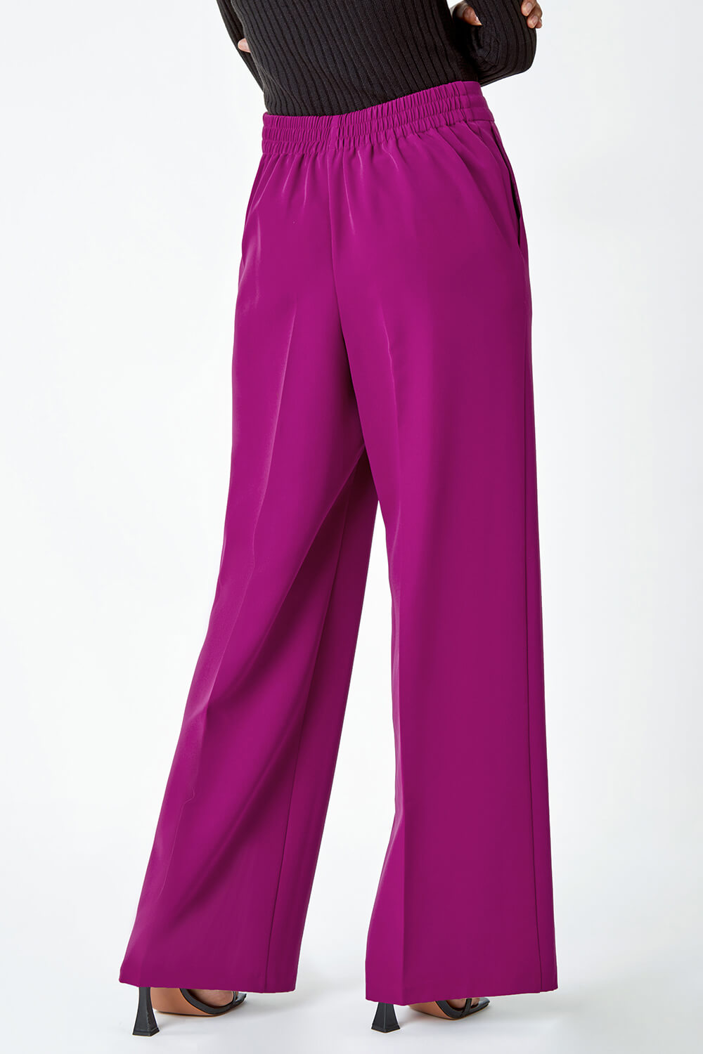 MAGENTA Wide Leg Tie Front Stretch Trouser, Image 5 of 7