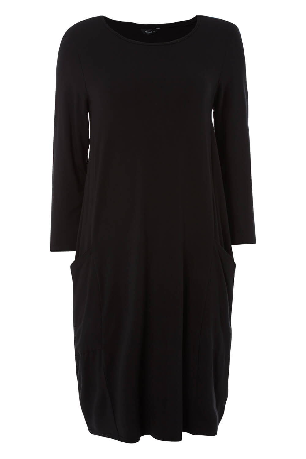 Black  3/4 Sleeve Slouch Dress, Image 4 of 4