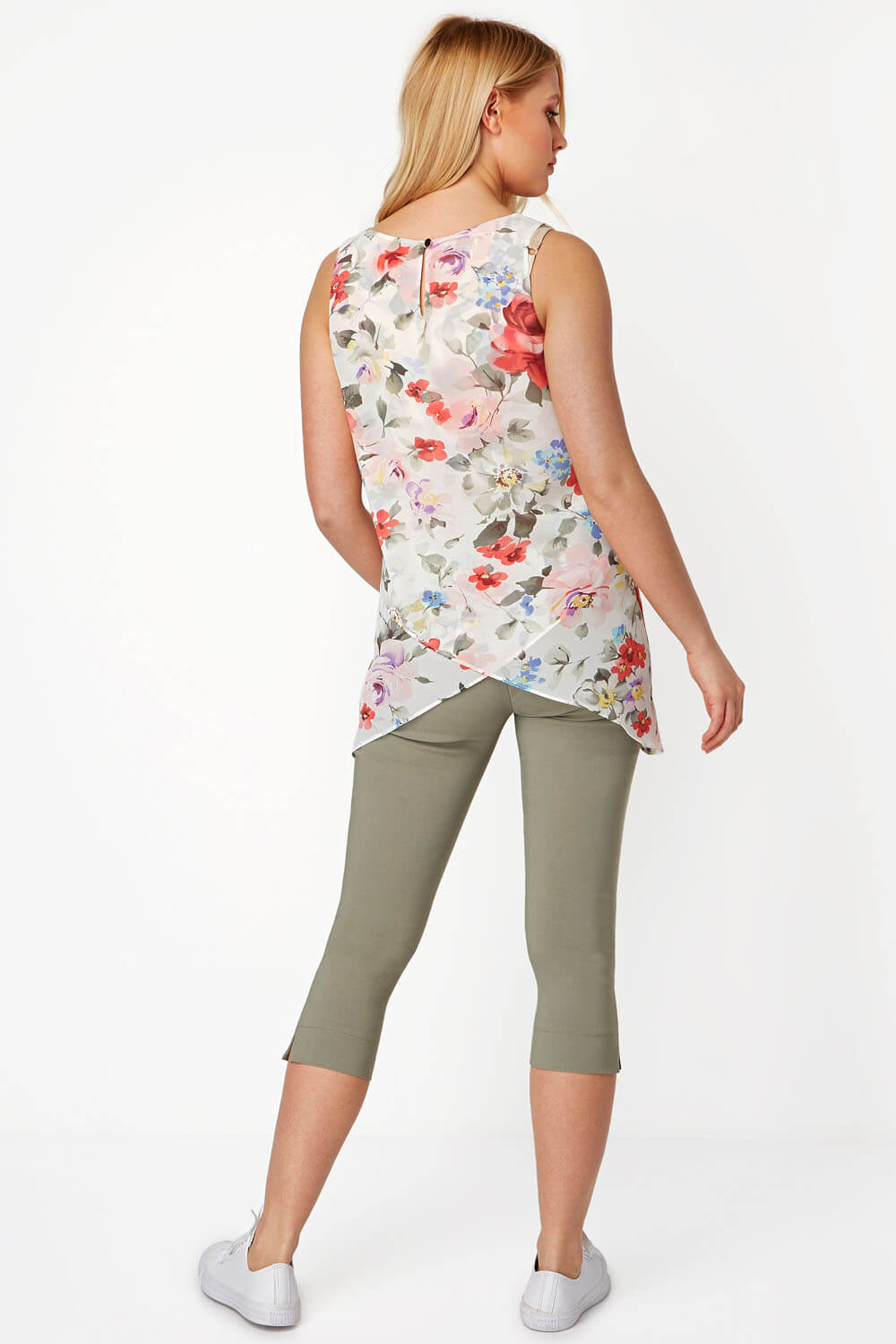 PINK Floral Print Asymmetric Top , Image 3 of 8
