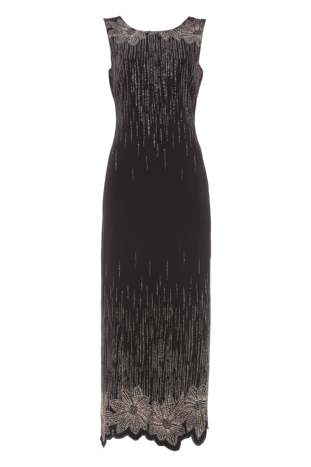 Black Glitter Floral Evening Maxi Dress, Image 5 of 5