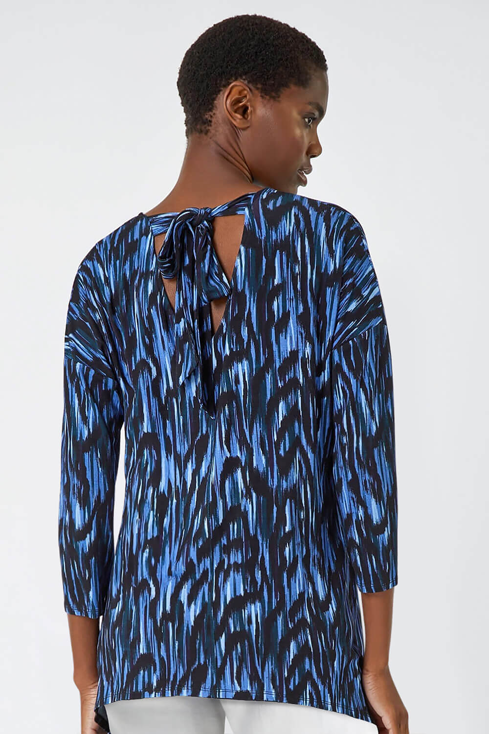 Abstract Print Tie Back Stretch Top 