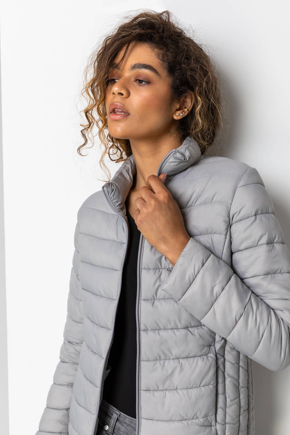 Light grey shop padded jacket women's