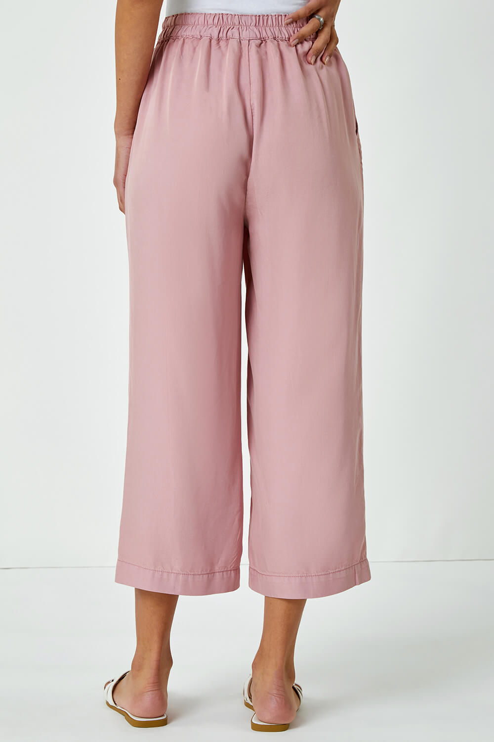 Rose Tie Detail Stretch Waist Culottes, Image 4 of 5