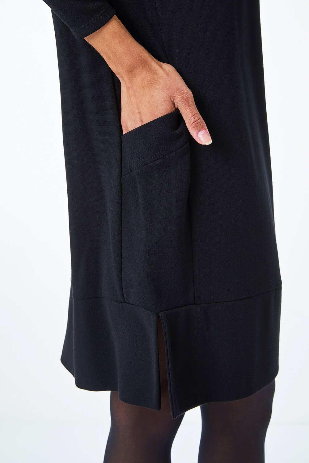 Black Oversized Tunic Pocket Dress, Image 5 of 5