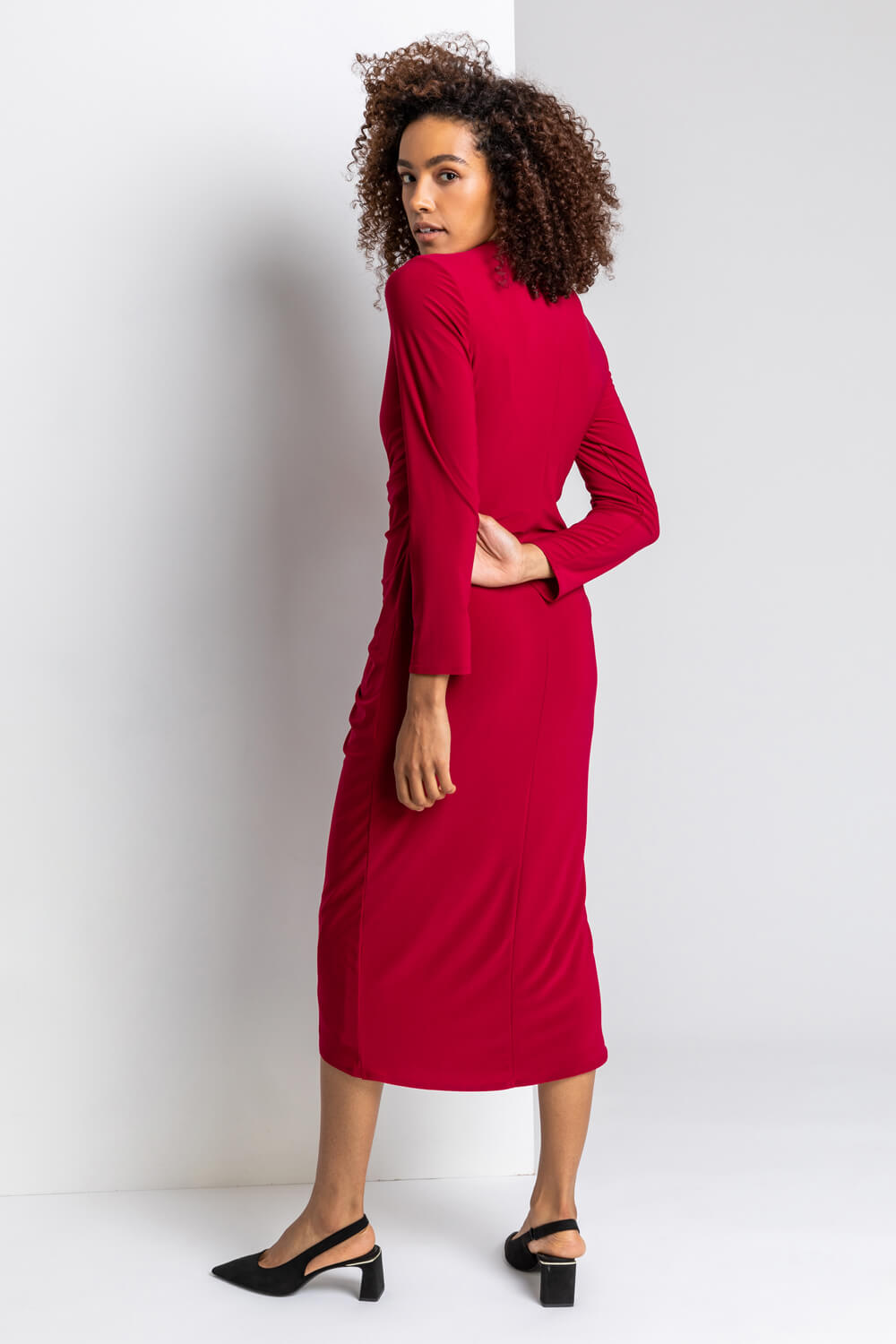 Fitted Jersey Wrap Dress in Wine ...