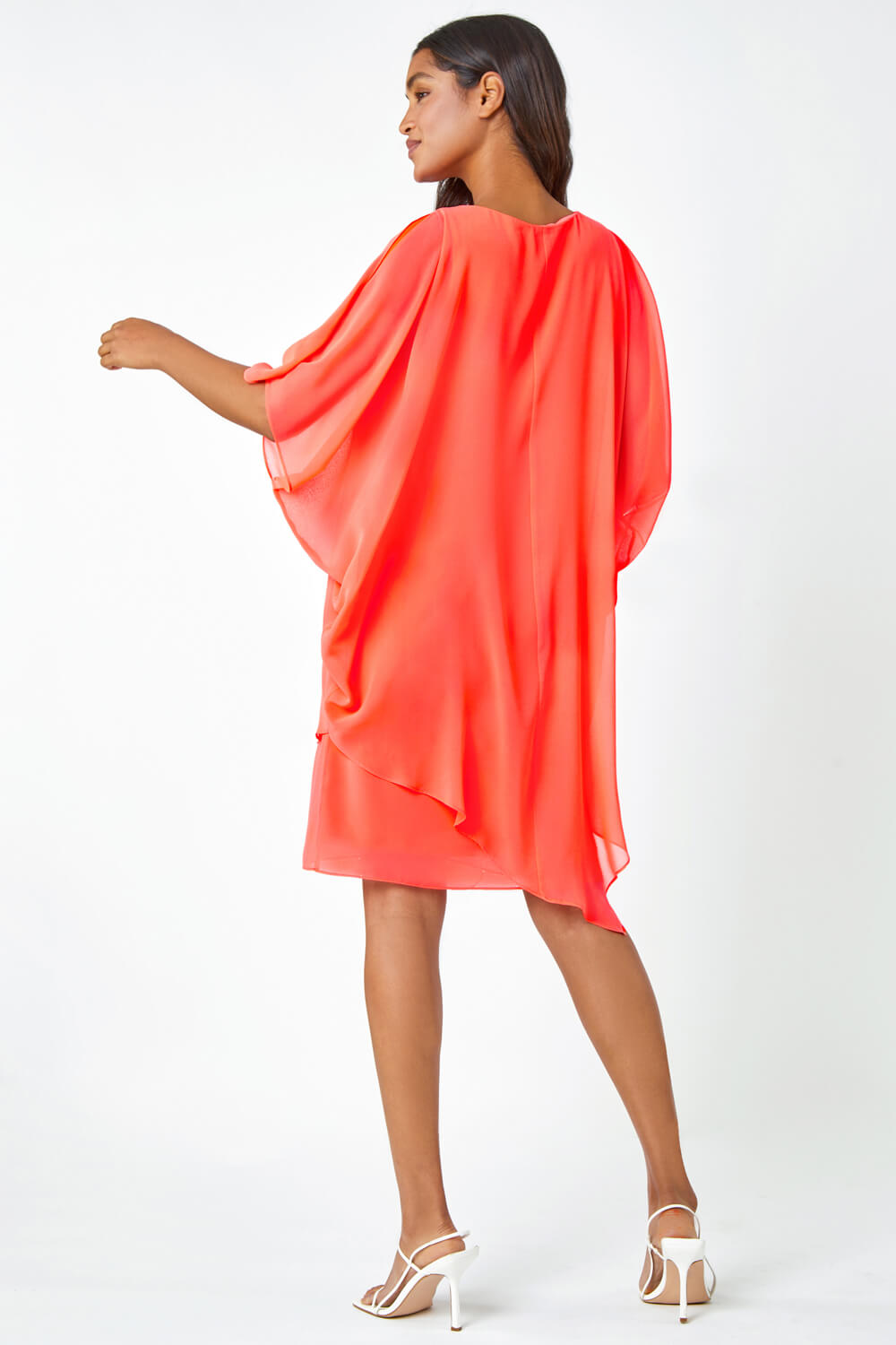 CORAL Embellished Cold Shoulder Overlay Dress, Image 3 of 5