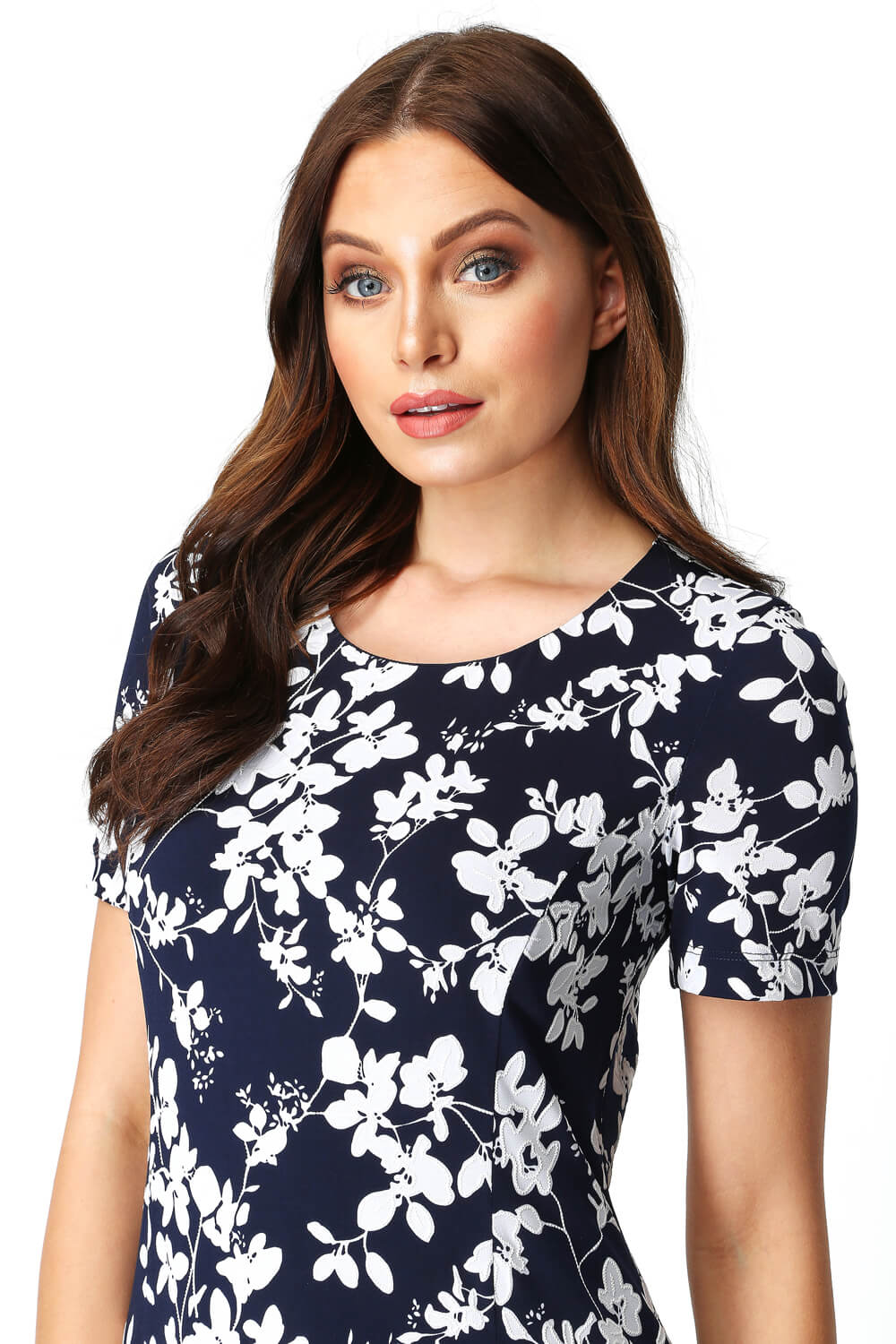 Floral Print Bodycon Dress in Navy - Roman Originals UK