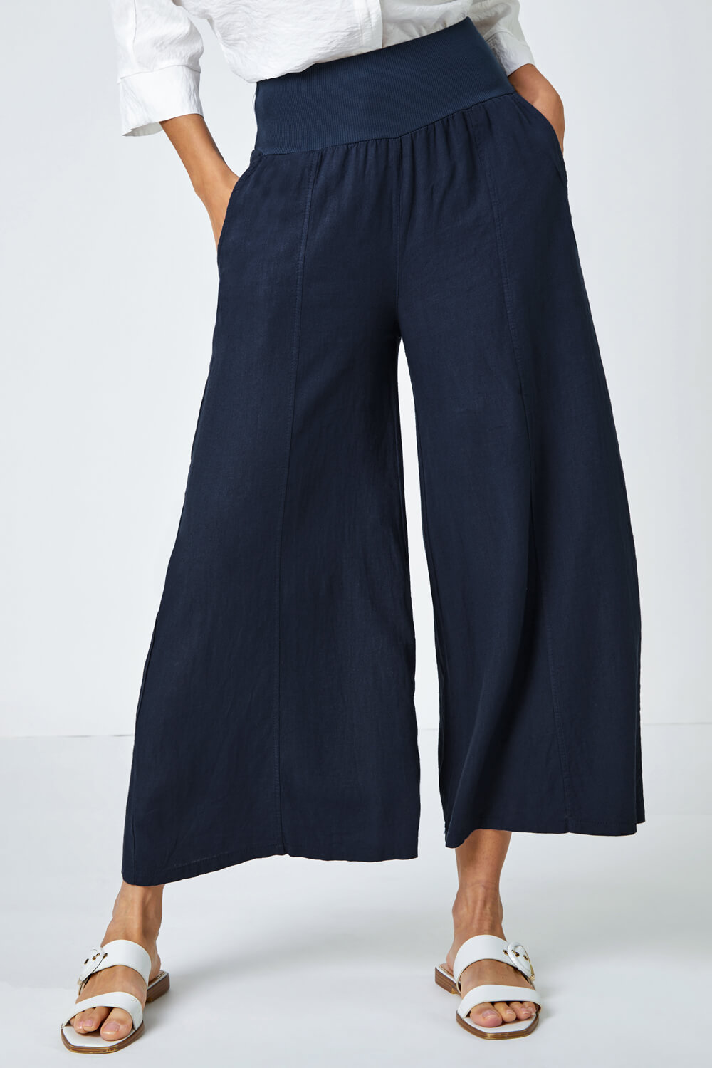 Linen Trousers, Linen Women Capri Pants, Linen Culottes With Pockets and  Elastic Waist. -  UK