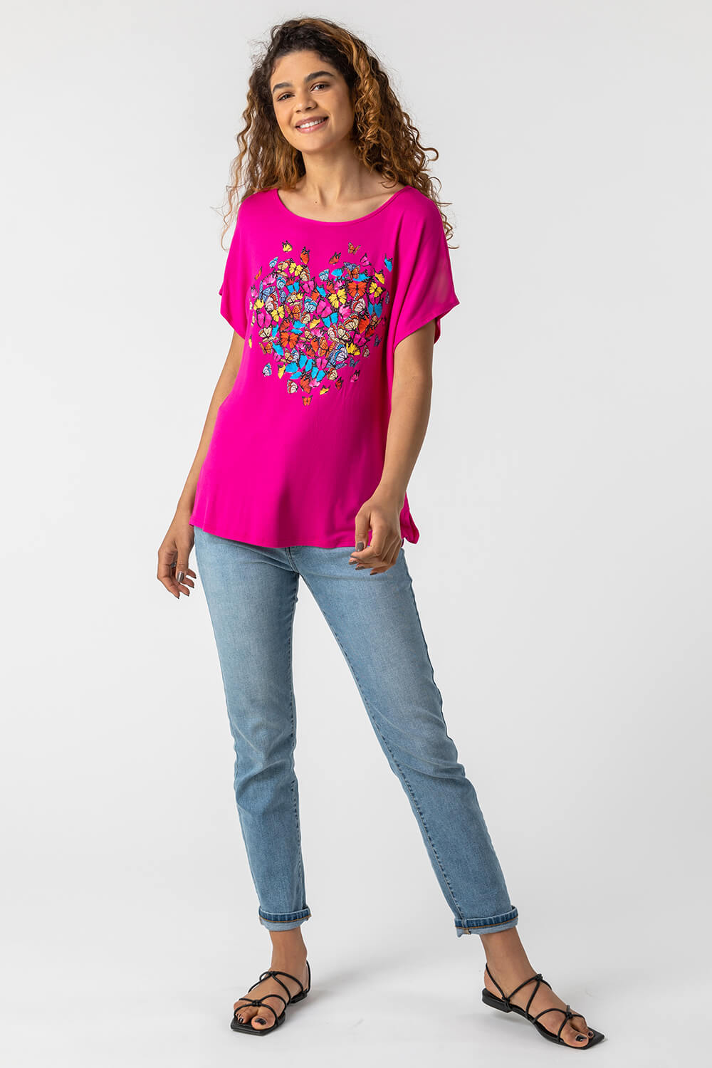 PINK Butterfly Heart Print T-Shirt, Image 3 of 5
