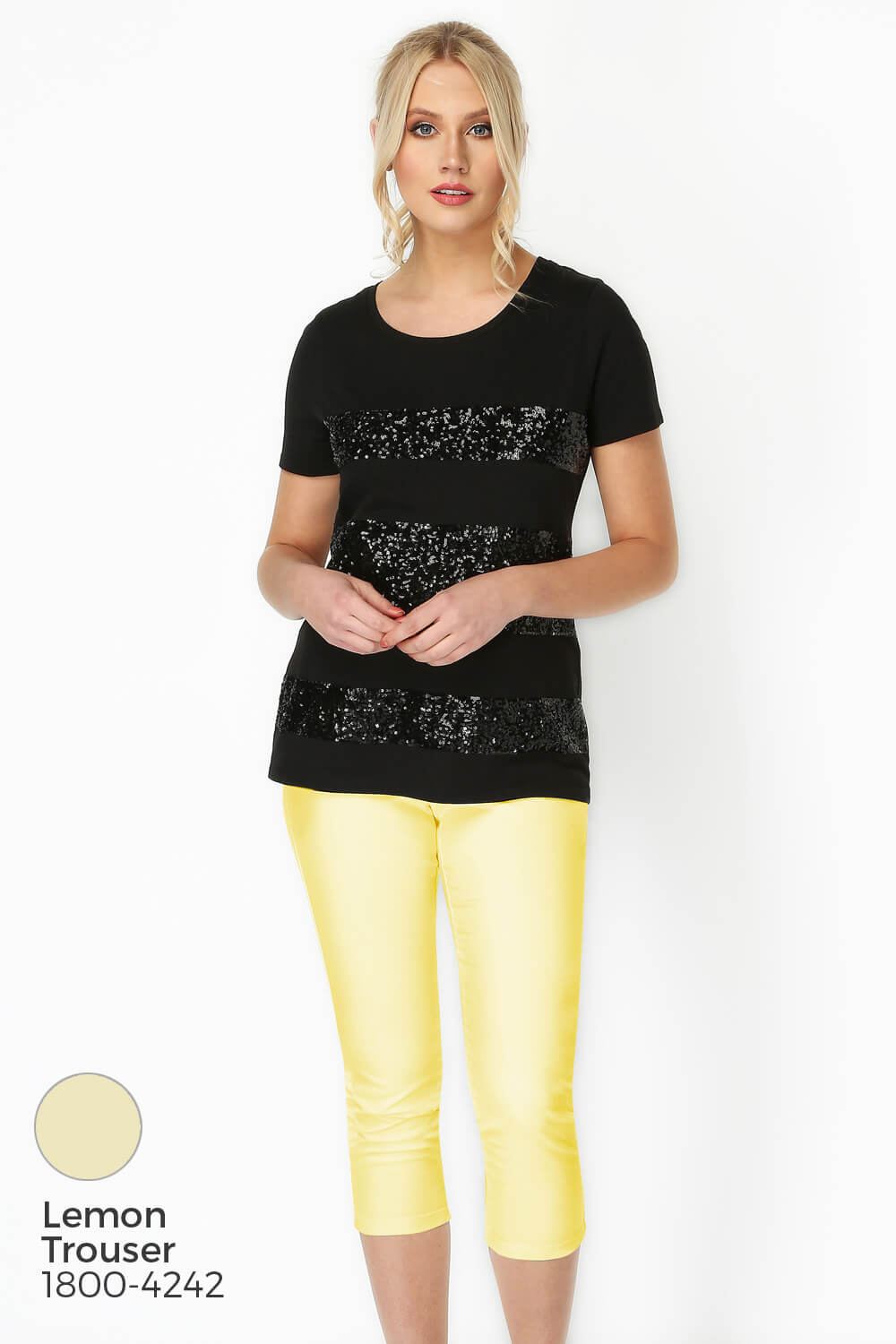 Black Sequin Stripe T-Shirt Top, Image 7 of 8