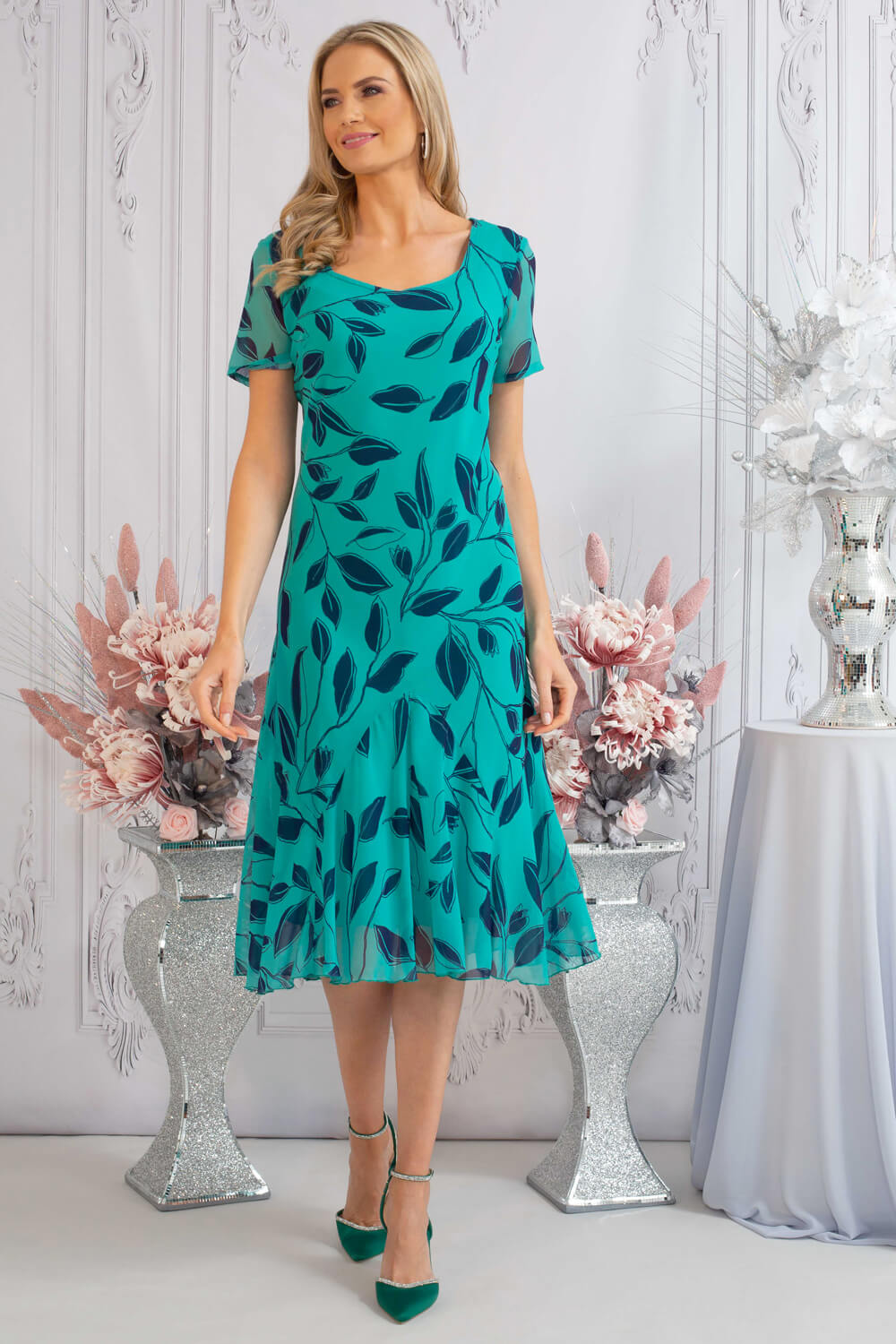 Jade Julianna Floral Print Chiffon Dress, Image 4 of 4