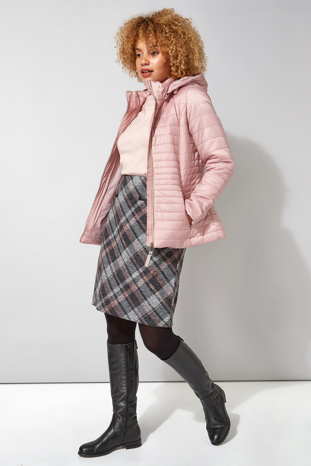 PINK Hooded Zip Through Padded Coat, Image 2 of 4