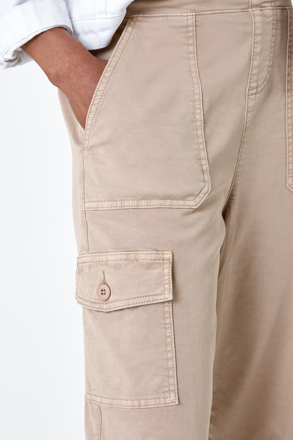 Natural  Casual Cargo Stretch Trousers, Image 5 of 5