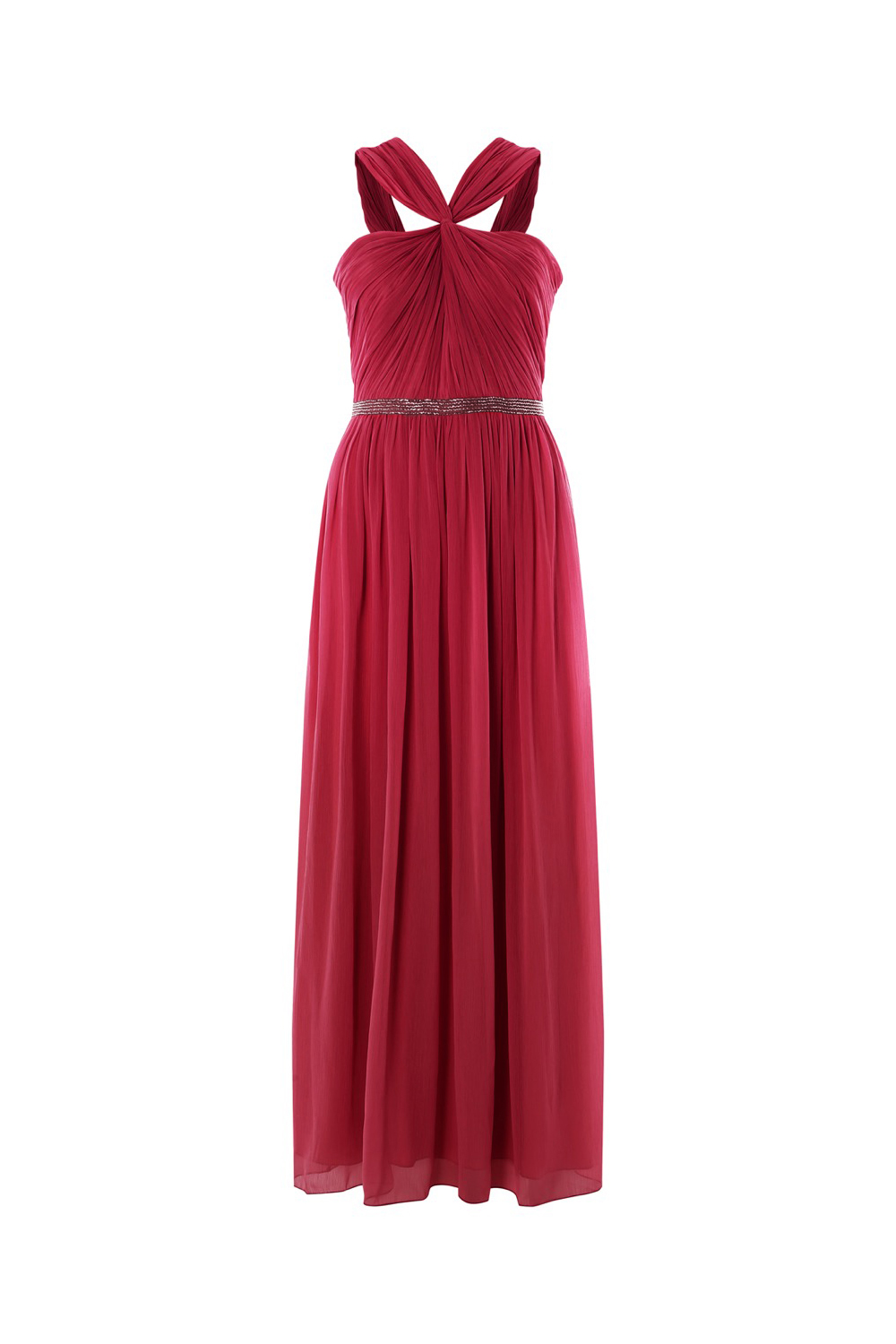 Raspberry Bead Embellished Maxi Dress, Image 4 of 4