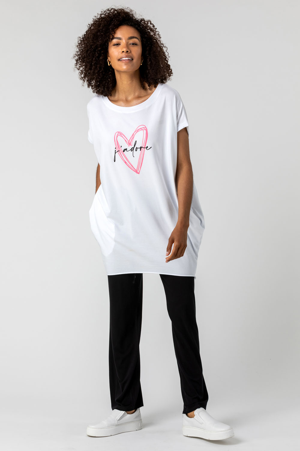 Ivory  Heart Print J'adore Jersey Top , Image 3 of 4