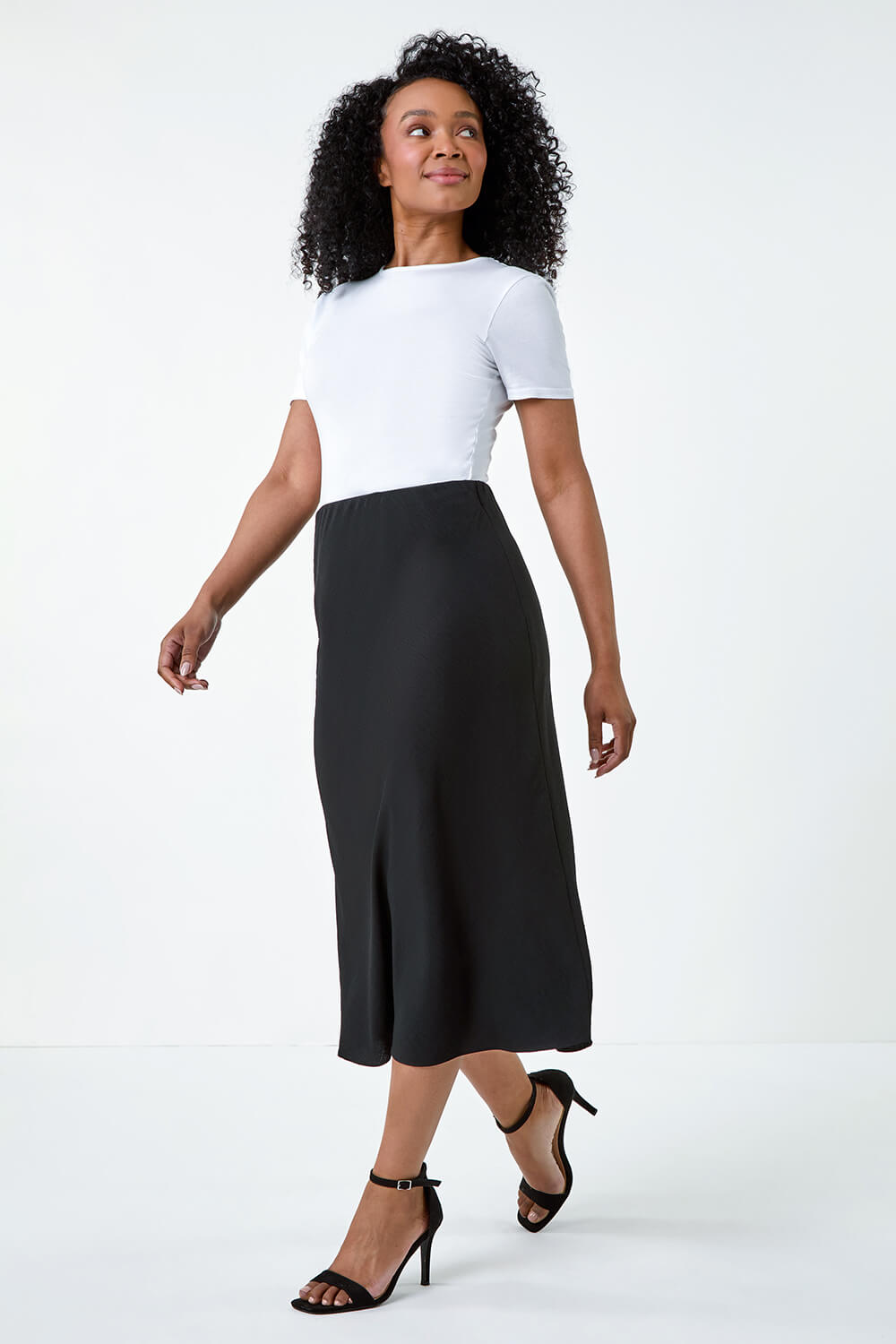 Petite Plain Bias Cut Midi Skirt